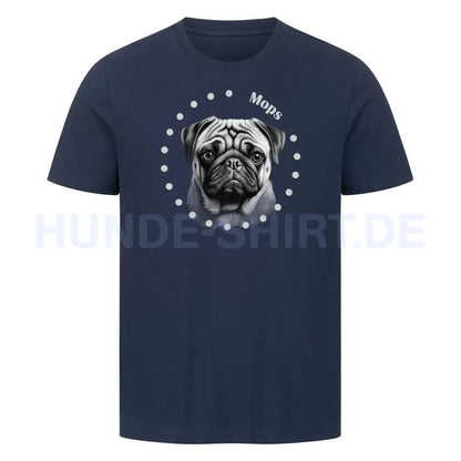 Premium T-Shirt "Mops R" French Navy – hunde-shirt.de