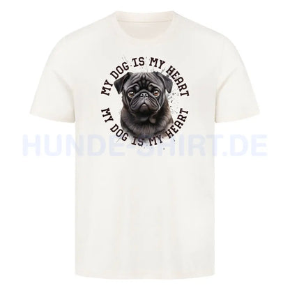 Premium T-Shirt "Mops schwarz HEART" Natural Raw – hunde-shirt.de