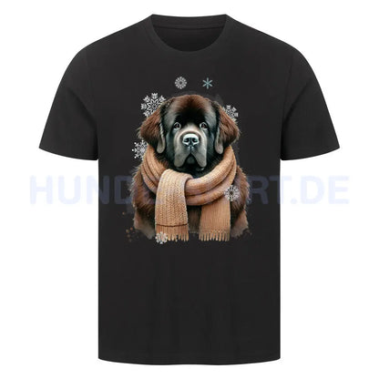 Premium T-Shirt "Neufundländer braun Winter" Schwarz – hunde-shirt.de