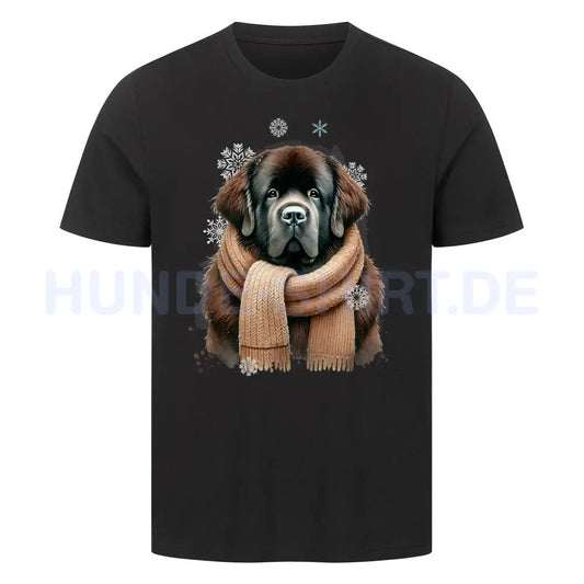 Premium T-Shirt "Neufundländer braun Winter" Schwarz – hunde-shirt.de