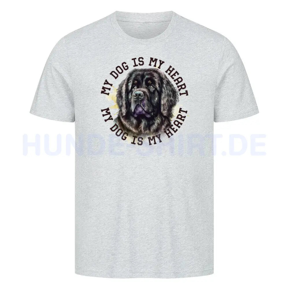 Premium T-Shirt "Neufundländer gestromt HEART " Heather Grey – hunde-shirt.de