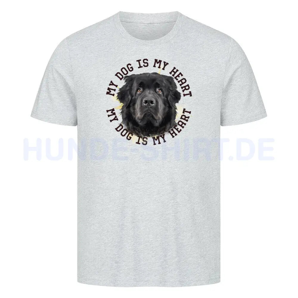 Premium T-Shirt "Neufundländer schwarz HEART" Heather Grey – hunde-shirt.de