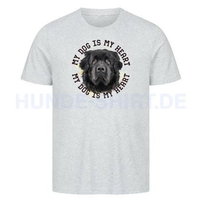 Premium T-Shirt "Neufundländer schwarz HEART" Heather Grey – hunde-shirt.de