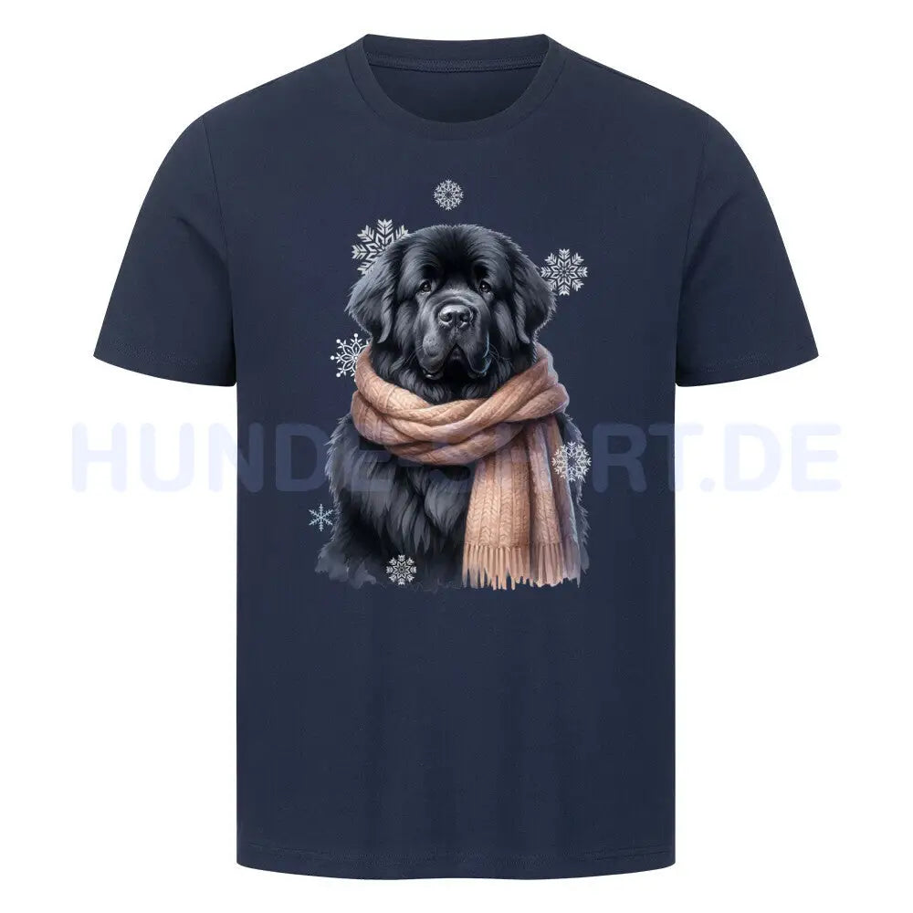 Premium T-Shirt "Neufundländer schwarz Winter" French Navy – hunde-shirt.de