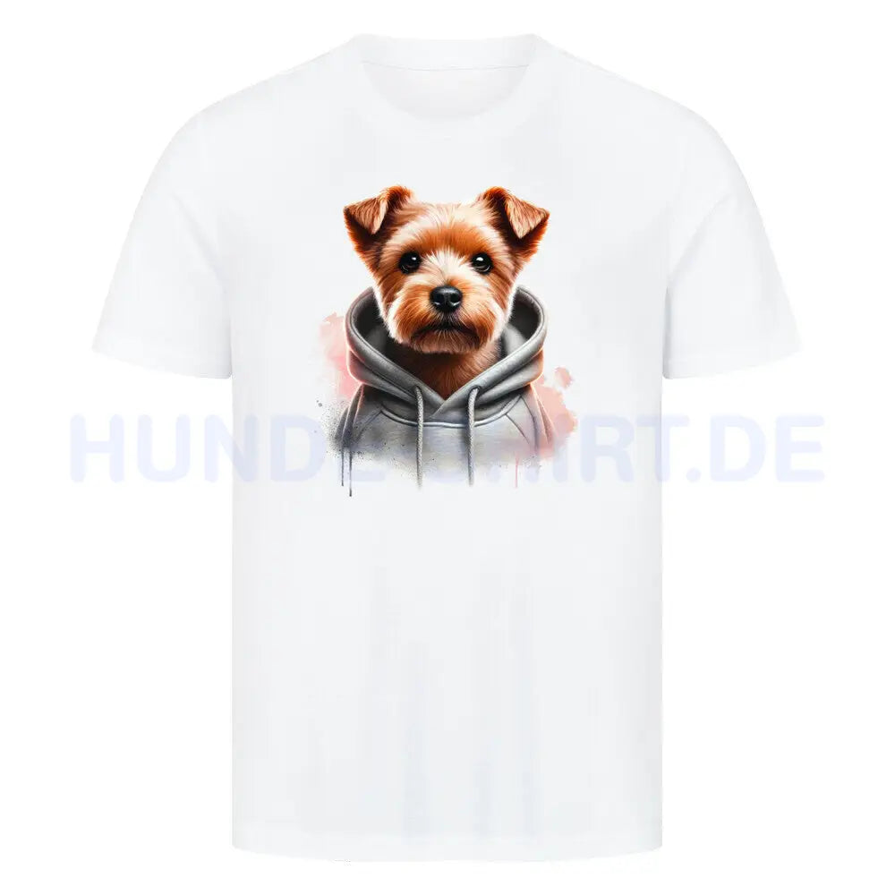 Premium T-Shirt "Norfolk Terrier Hooded-Shirt" Weiß – hunde-shirt.de