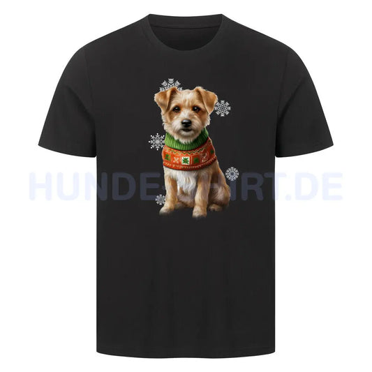 Premium T-Shirt "Norfolk Terrier - Winter" Schwarz – hunde-shirt.de