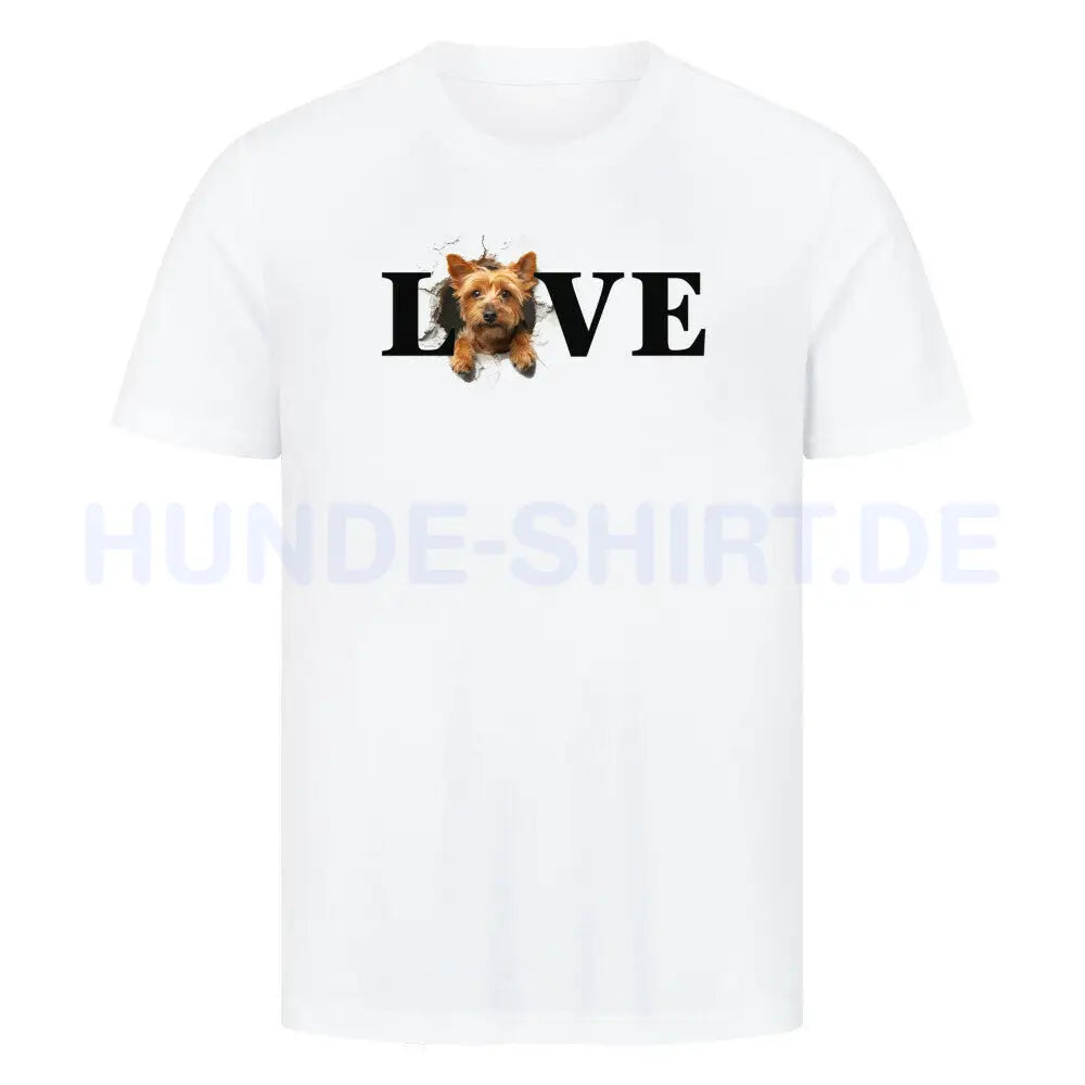 Premium T-Shirt "Norwich Terrier - LOVE" Weiß – hunde-shirt.de