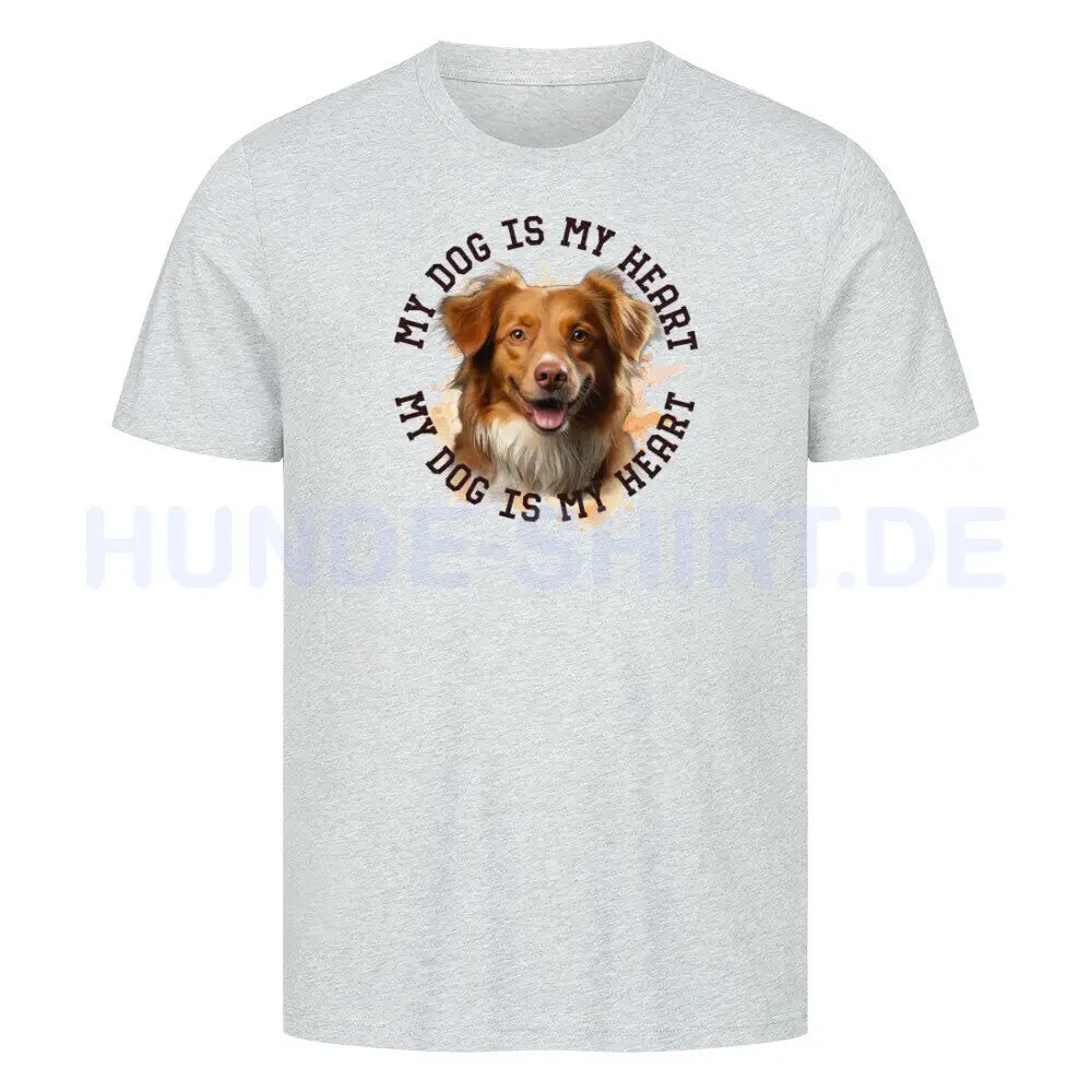 Premium T-Shirt "Nova Scotia Duck Tolling Retriever HEART" Heather Grey – hunde-shirt.de