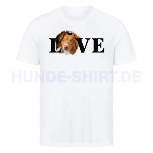 Premium T-Shirt "Nova Scotia Duck Tolling Retriever LOVE" Weiß – hunde-shirt.de