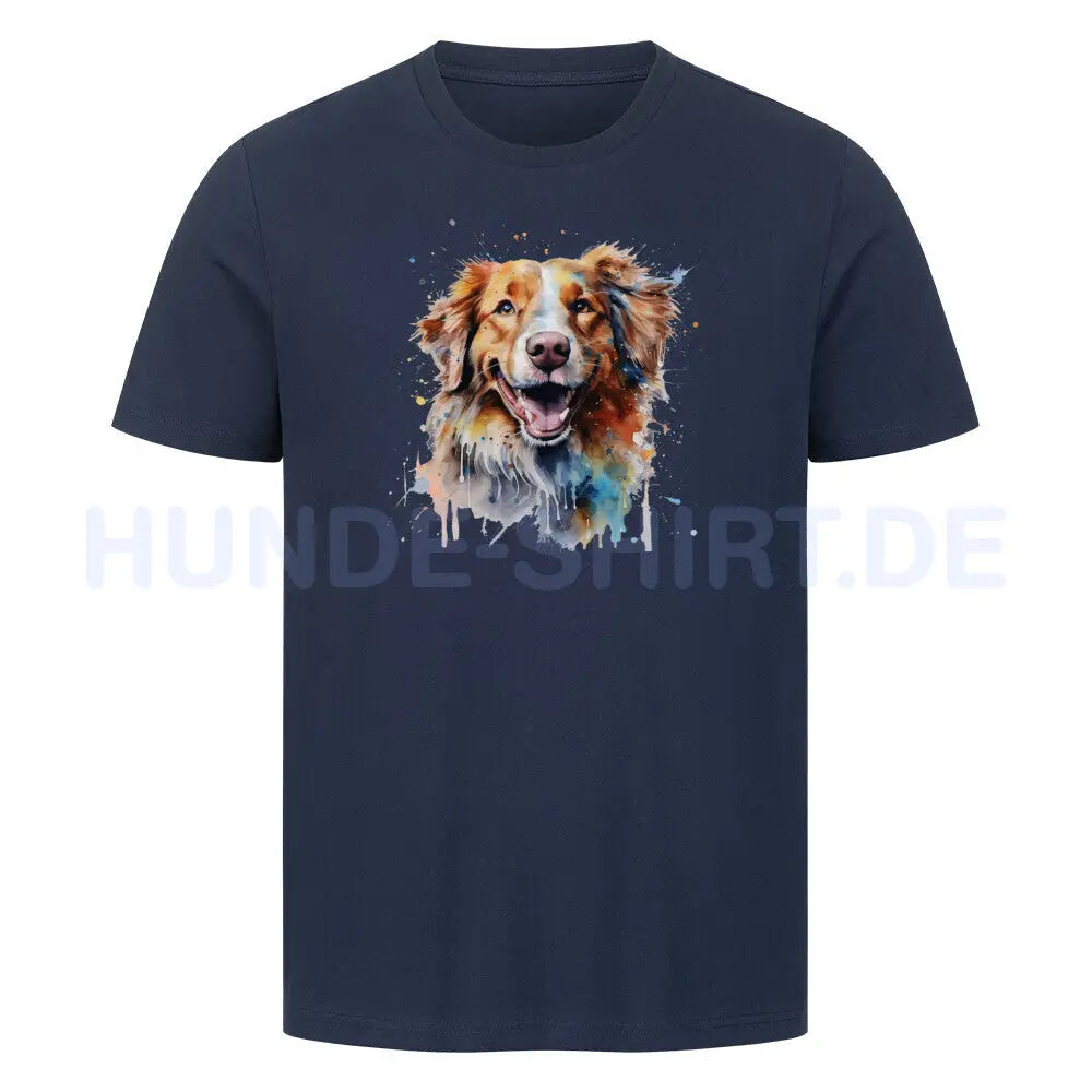 Premium T-Shirt "Nova Scotia Duck Tolling Retriever Paint" French Navy – hunde-shirt.de