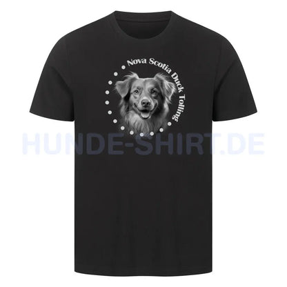 Premium T-Shirt "Nova Scotia Duck Tolling Retriever Rounded" Schwarz – hunde-shirt.de