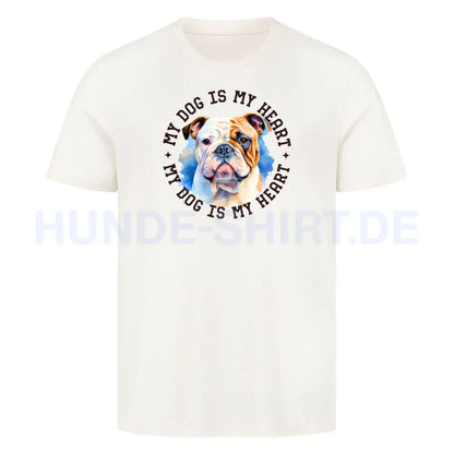 Premium T-Shirt "Old English Bulldog HEART" Natural Raw – hunde-shirt.de