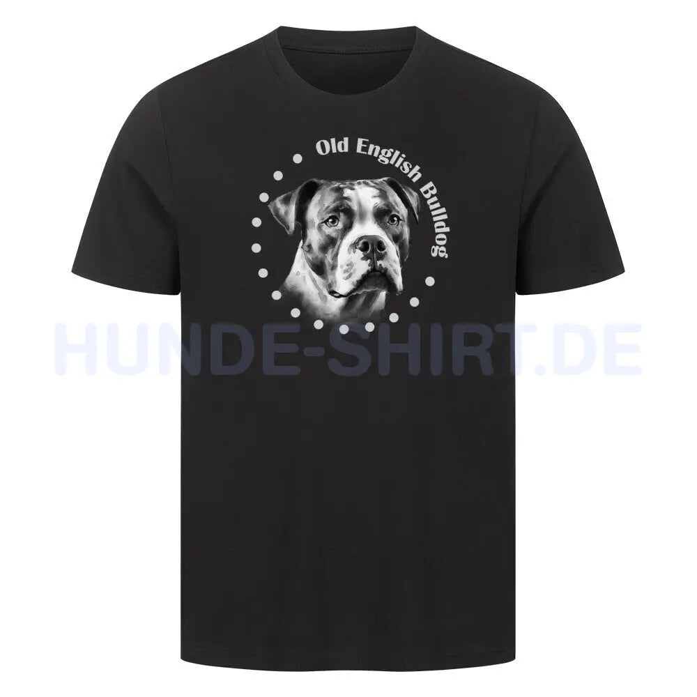 Premium T-Shirt "Old English Bulldog Rounded" Schwarz – hunde-shirt.de