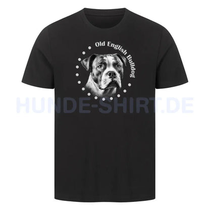 Premium T-Shirt "Old English Bulldog Rounded" Schwarz – hunde-shirt.de