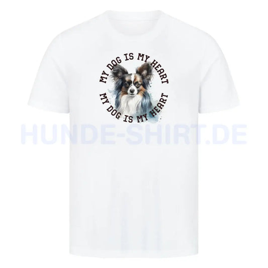 Premium T-Shirt "Papillon HEART 2" Weiß – hunde-shirt.de