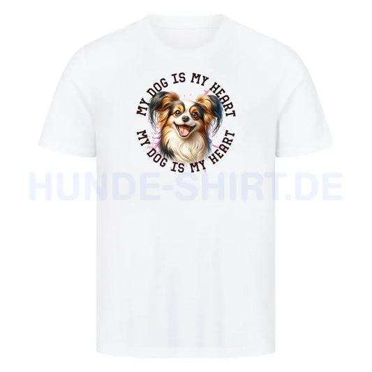 Premium T-Shirt "Papillon HEART" Weiß – hunde-shirt.de