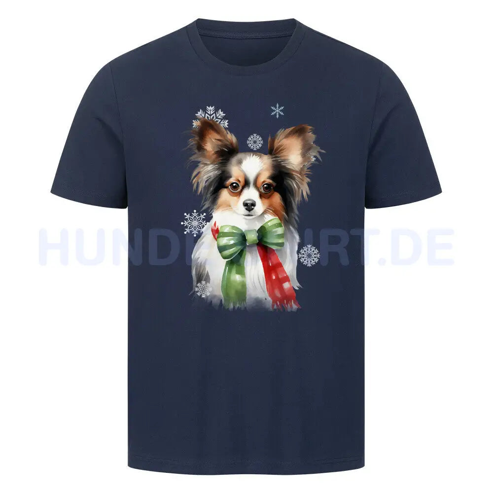 Premium T-Shirt "Papillon Winter" French Navy – hunde-shirt.de