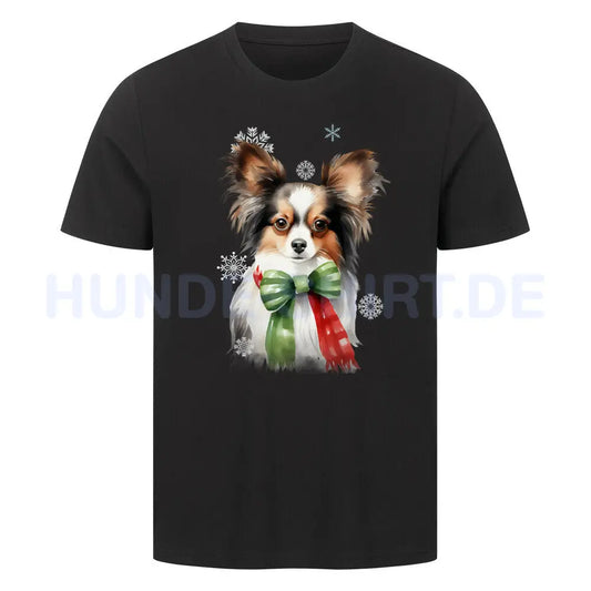 Premium T-Shirt "Papillon Winter" Schwarz – hunde-shirt.de