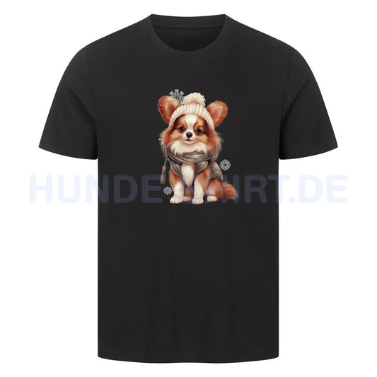 Premium T-Shirt "Papillon - Winter" Schwarz – hunde-shirt.de