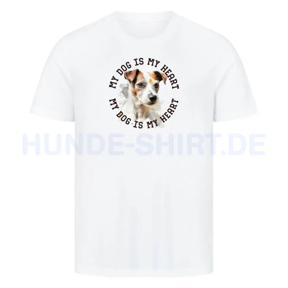 Premium T-Shirt "Parson Russell Terrier HEART" Weiß – hunde-shirt.de