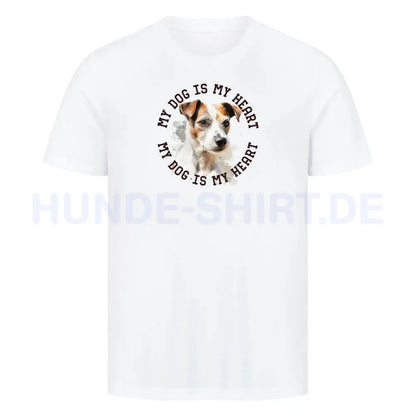 Premium T-Shirt "Parson Russell Terrier HEART" Weiß – hunde-shirt.de