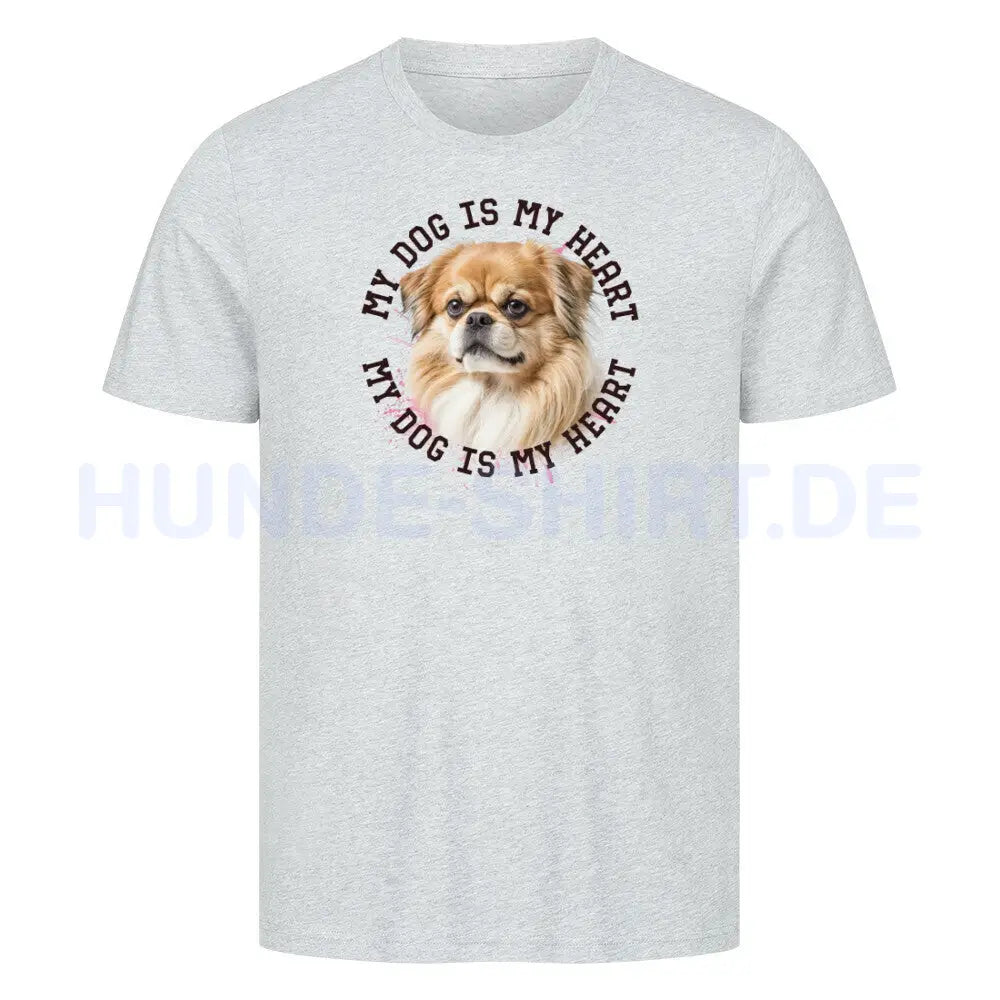 Premium T-Shirt "Pekingese HEART" Heather Grey – hunde-shirt.de