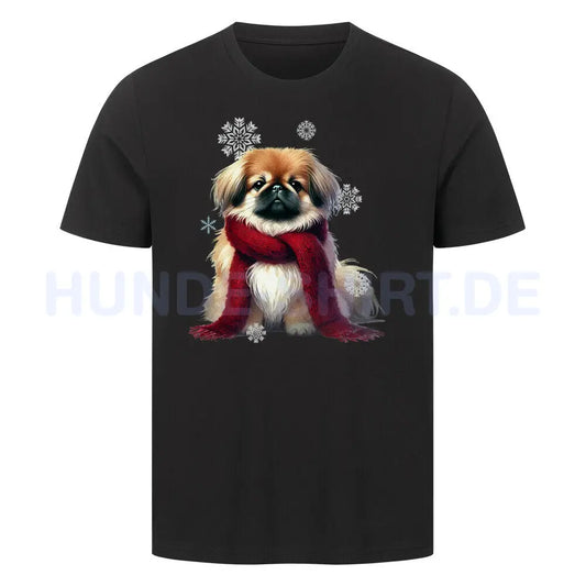 Premium T-Shirt "Pekingese Winter" Schwarz – hunde-shirt.de