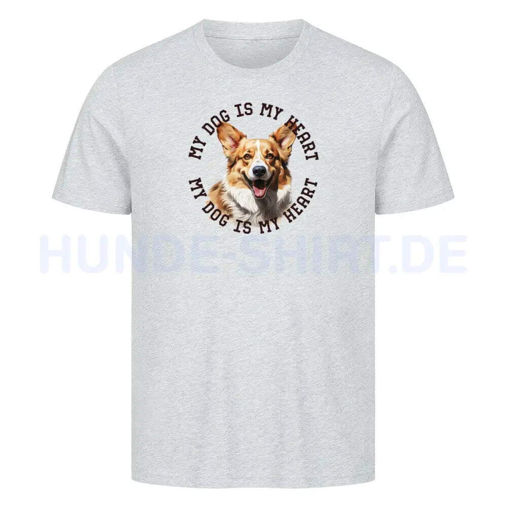 Premium T-Shirt "Pembroke Welsh Corgi HEART" Heather Grey – hunde-shirt.de