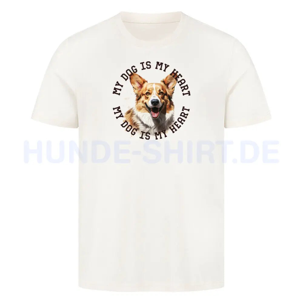 Premium T-Shirt "Pembroke Welsh Corgi HEART" Natural Raw – hunde-shirt.de