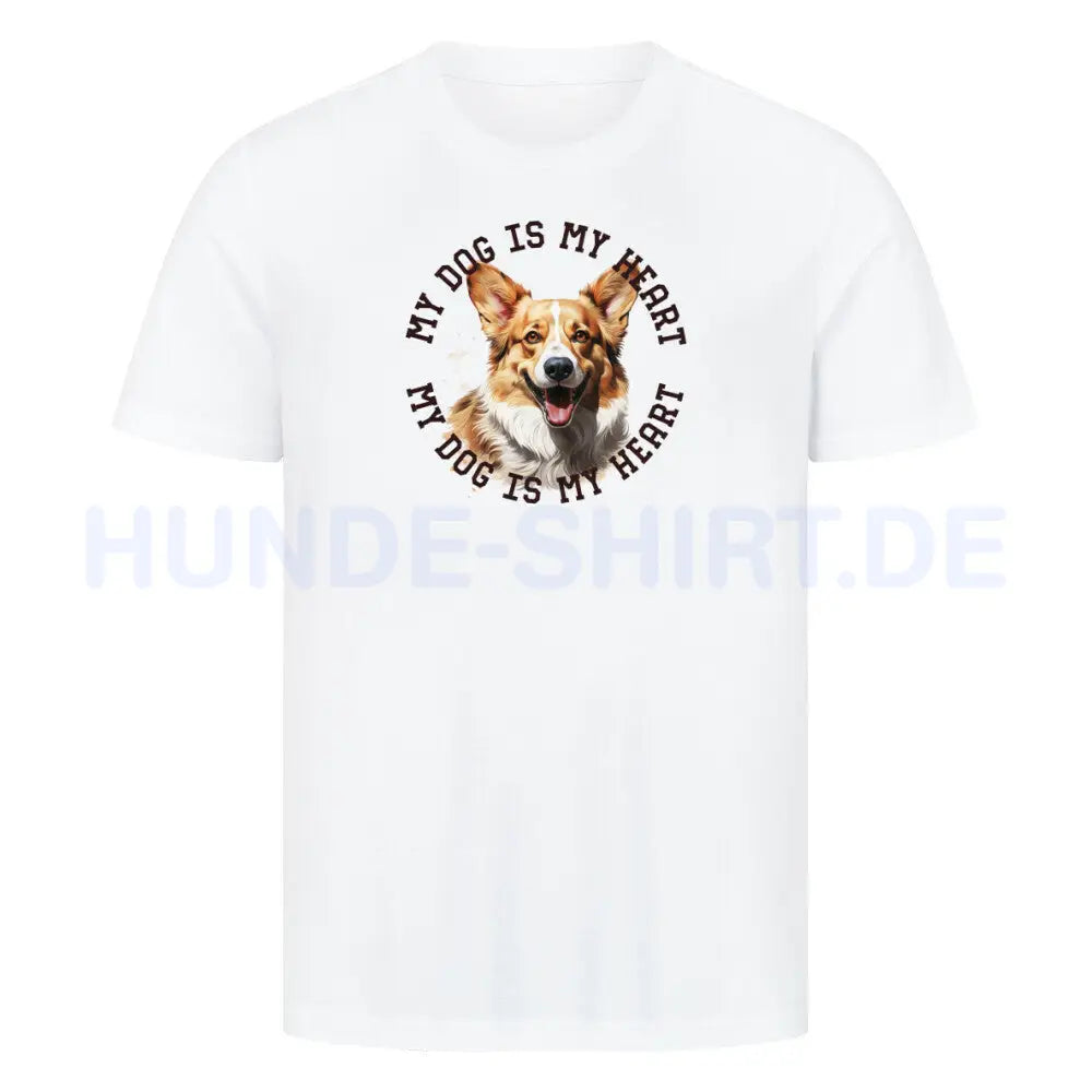 Premium T-Shirt "Pembroke Welsh Corgi HEART" Weiß – hunde-shirt.de