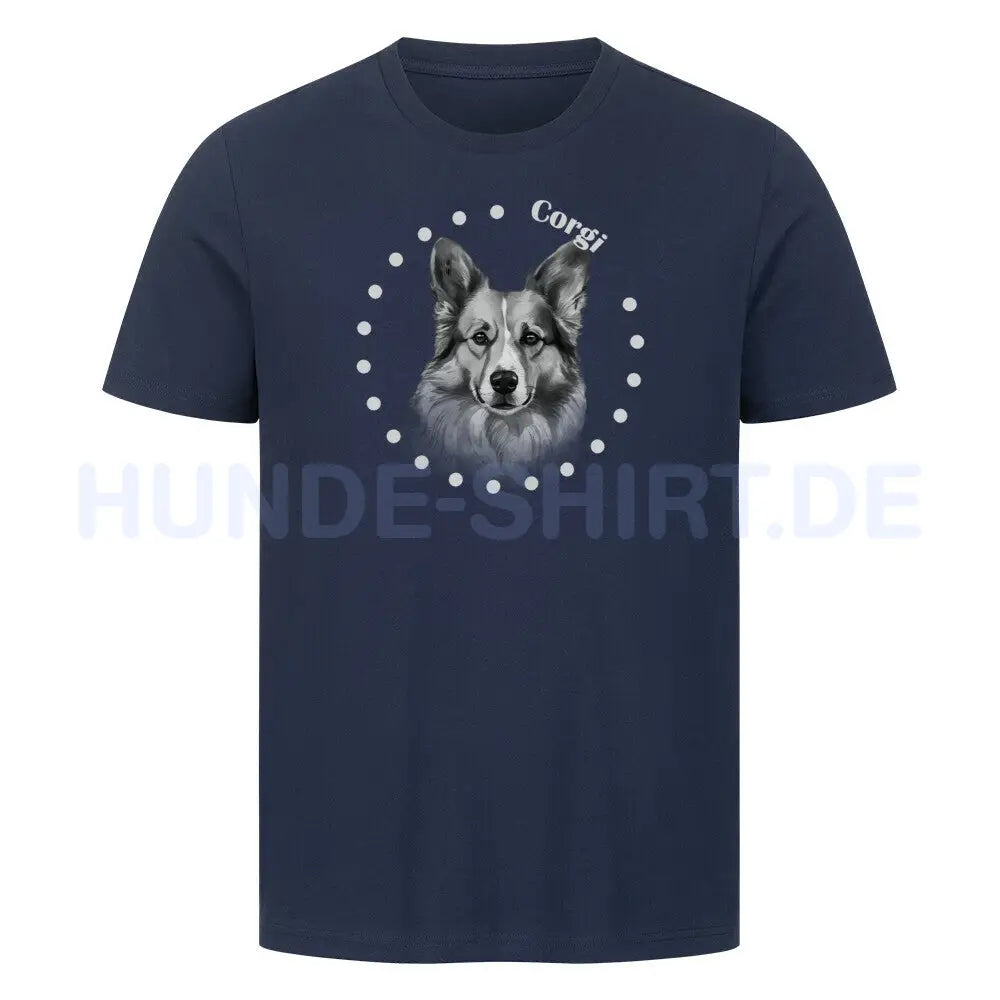 Premium T-Shirt "Pembroke Welsh Corgi Rounded 2" French Navy – hunde-shirt.de