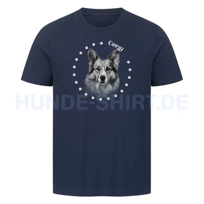 Premium T-Shirt "Pembroke Welsh Corgi Rounded 2" French Navy – hunde-shirt.de