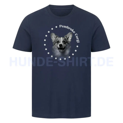 Premium T-Shirt "Pembroke Welsh Corgi Rounded" French Navy – hunde-shirt.de