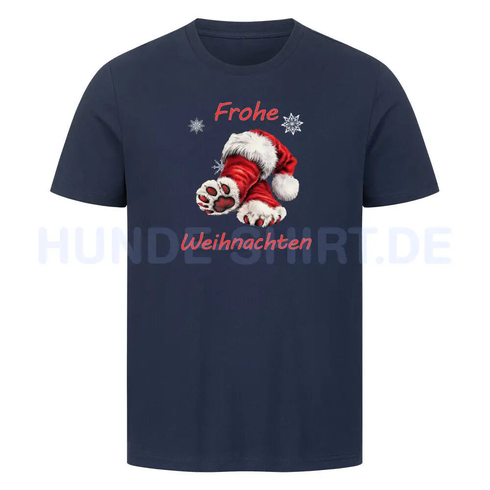 Premium T-Shirt "Pfoten Weihnachten" French Navy – hunde-shirt.de