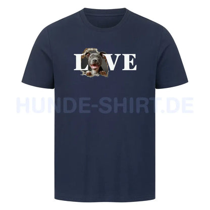 Premium T-Shirt "Pit Bull - LOVE" French Navy – hunde-shirt.de