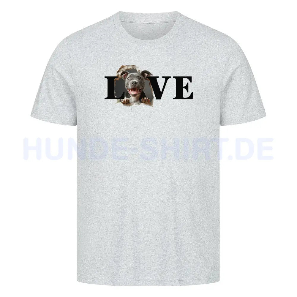 Premium T-Shirt "Pit Bull - LOVE" Heather Grey – hunde-shirt.de