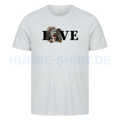 Premium T-Shirt "Pit Bull - LOVE" Heather Grey – hunde-shirt.de