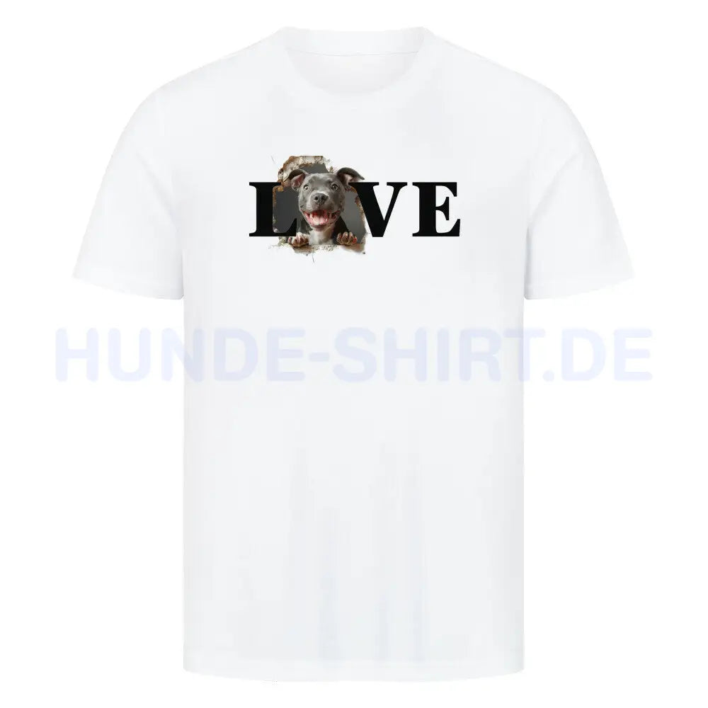 Premium T-Shirt "Pit Bull - LOVE" Weiß – hunde-shirt.de