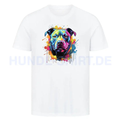 Premium T-Shirt "Pit Bull - Splash" Weiß – hunde-shirt.de