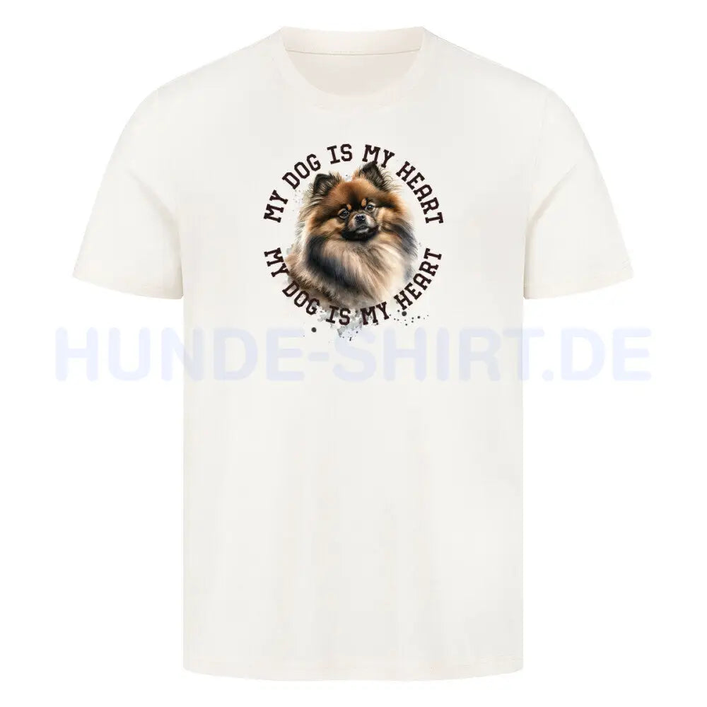 Premium T-Shirt "Pomeranian gewolkt HEART" Natural Raw – hunde-shirt.de