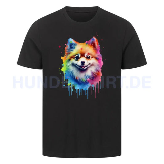 Premium T-Shirt "Pomeranian Paint" Schwarz – hunde-shirt.de