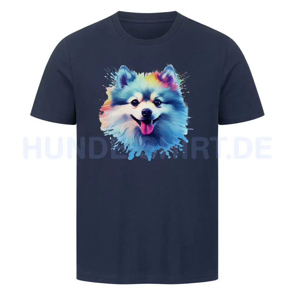 Premium T-Shirt "Pomeranian Splash" French Navy – hunde-shirt.de