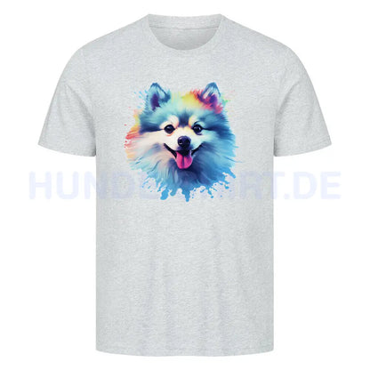 Premium T-Shirt "Pomeranian Splash" Heather Grey – hunde-shirt.de