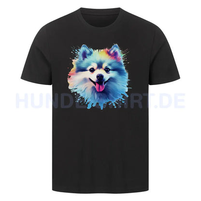 Premium T-Shirt "Pomeranian Splash" Schwarz – hunde-shirt.de