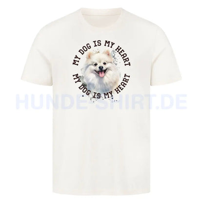 Premium T-Shirt "Pomeranian weiß HEART" Natural Raw – hunde-shirt.de