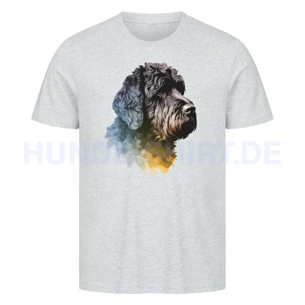 Premium T-Shirt "Portugiesischer Wasserhund Portrait" Heather Grey – hunde-shirt.de