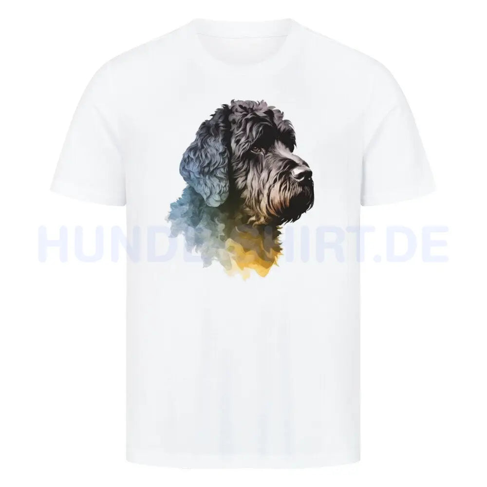 Premium T-Shirt "Portugiesischer Wasserhund Portrait" Weiß – hunde-shirt.de