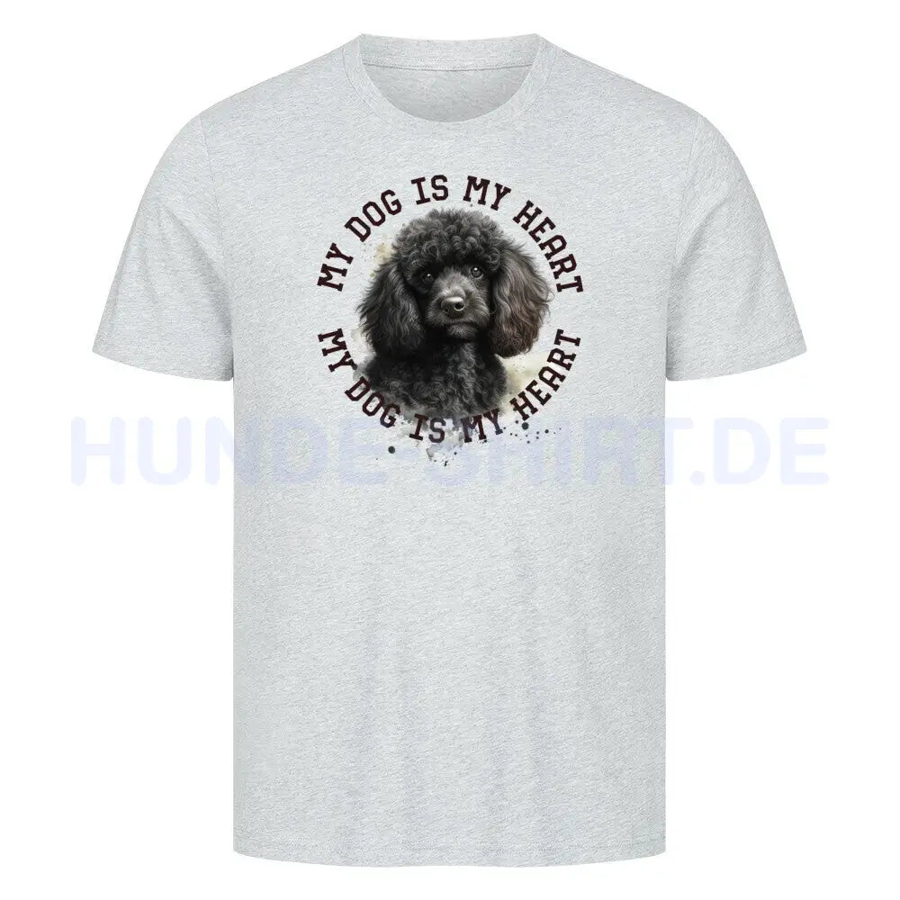 Premium T-Shirt "Pudel schwarz HEART" Heather Grey – hunde-shirt.de