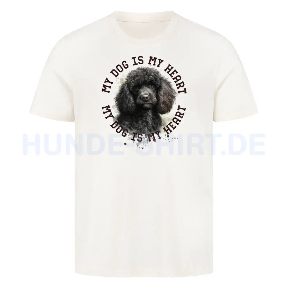 Premium T-Shirt "Pudel schwarz HEART" Natural Raw – hunde-shirt.de