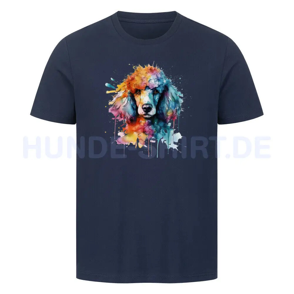 Premium T-Shirt "Pudel Splash" French Navy – hunde-shirt.de